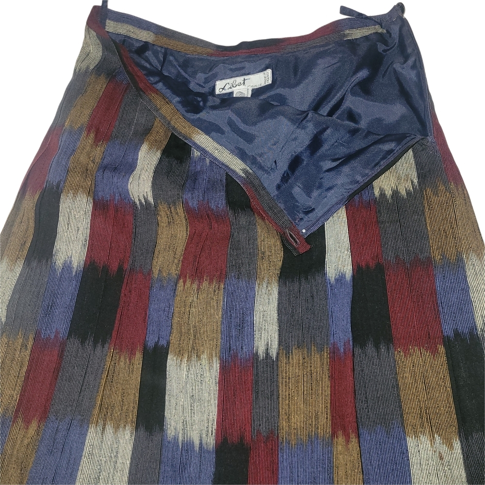 Vintage Multicolor Patterned Pure Wool Pleated A-line Made In France Skirt - Picture 4 of 5